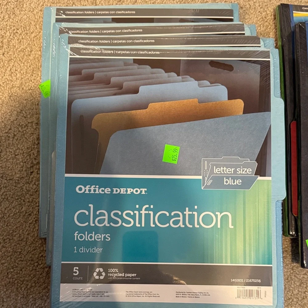 Office Depot 5/pkg. 2 divider multi Office depot 5/pkg 1 divder blue 30 total